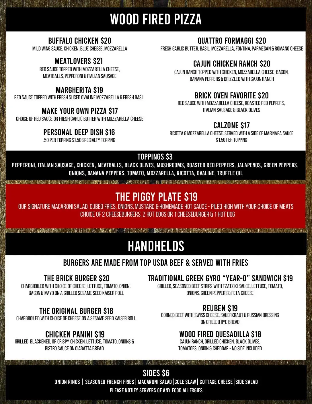 Konstantinou's lunch menu, back