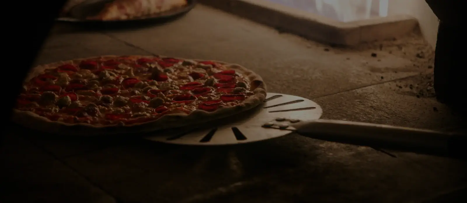 Brick oven pizza background